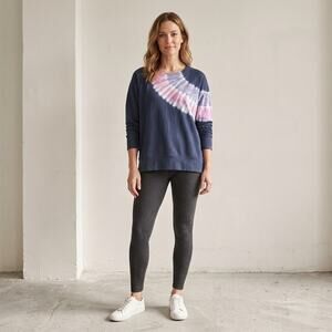 J.Jill Fit XL Navy Pink Tie-Dye Cotton Modal Raglan Sweatshirt Top
